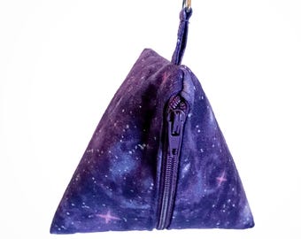Small Triangle Pyramid Zipper Pouch with Swivel Clip, Change Coin Purse, Dice Bag, Dog Treats Holder, Ear Bud Case