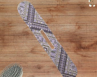 Purple Gray Geometric Flannel Bun Maker - 3 Sizes for Thin, Fine, Thick, Hair Heatless Curls Tool, Hairstyle Deft Bun Accessory