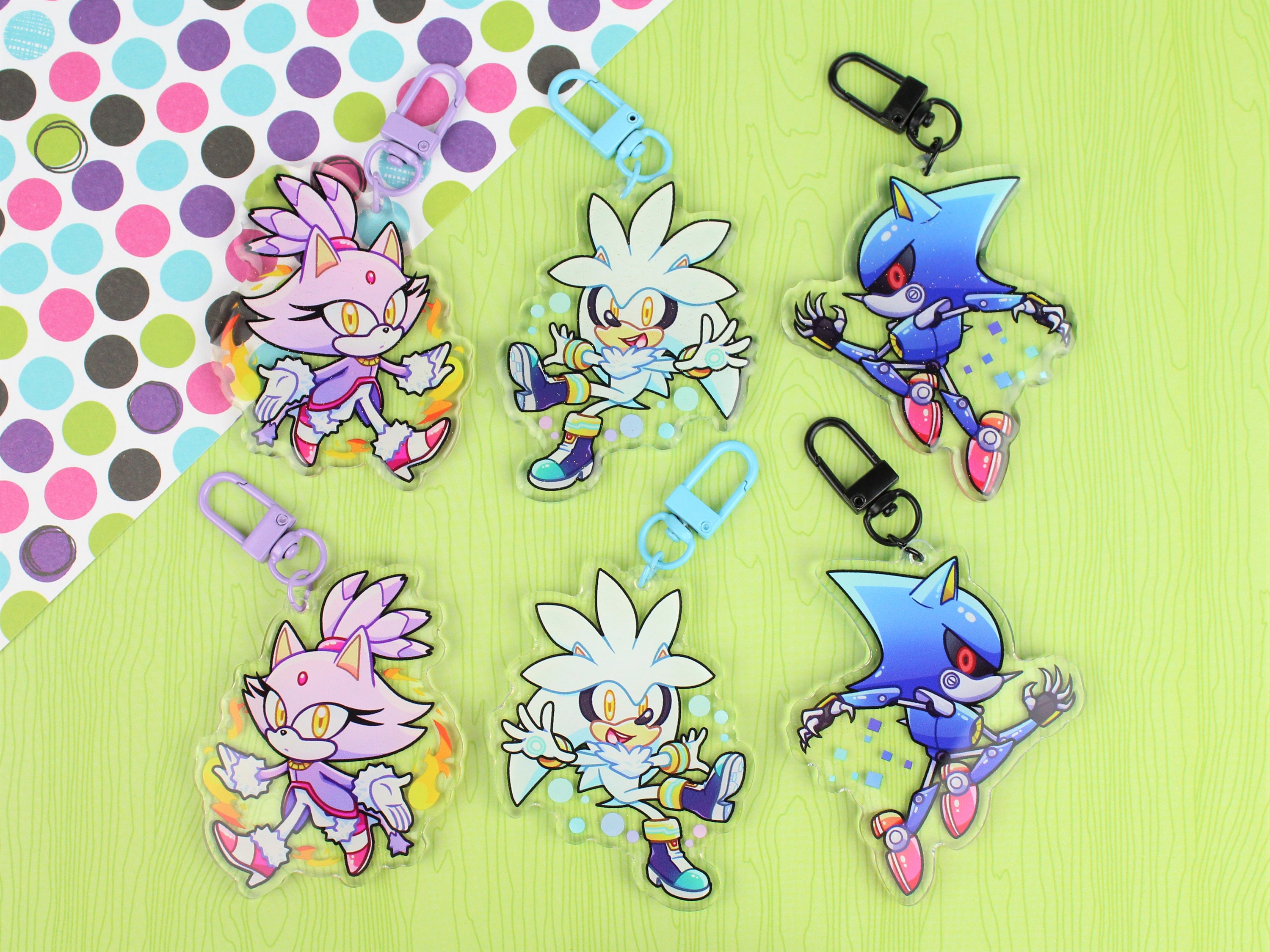 Sonic the Hedgehog Shadow, Knuckles, Tails, Amy, Rouge, Silver, Blaze  Acrylic Charms / Keychain 