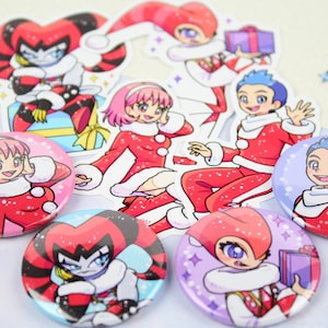 NiGHTS Reala Claris Elliot - NiGHTS into Dreams - Christmas - Fan Art - Sticker Button Badge Pin