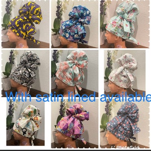 High bun, with satin lined,scrub caps, surgical cap  , nurses caps, high bun cap, Buy 3 get 1 random cap free,