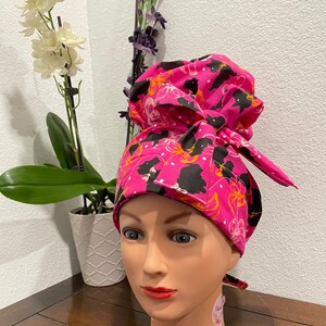 Satin gefütterte High Bun Scrub Cap, lange Haare chirurgische Krankenschwester Hut Bild 3