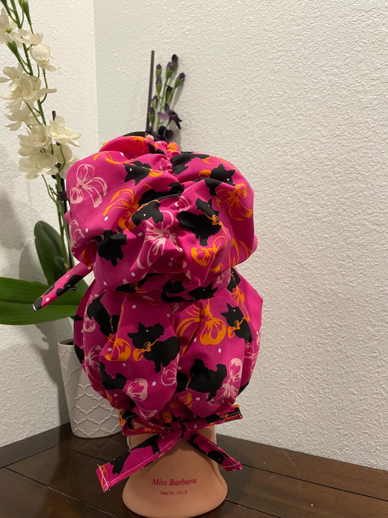 Satin gefütterte High Bun Scrub Cap, lange Haare chirurgische Krankenschwester Hut Bild 2