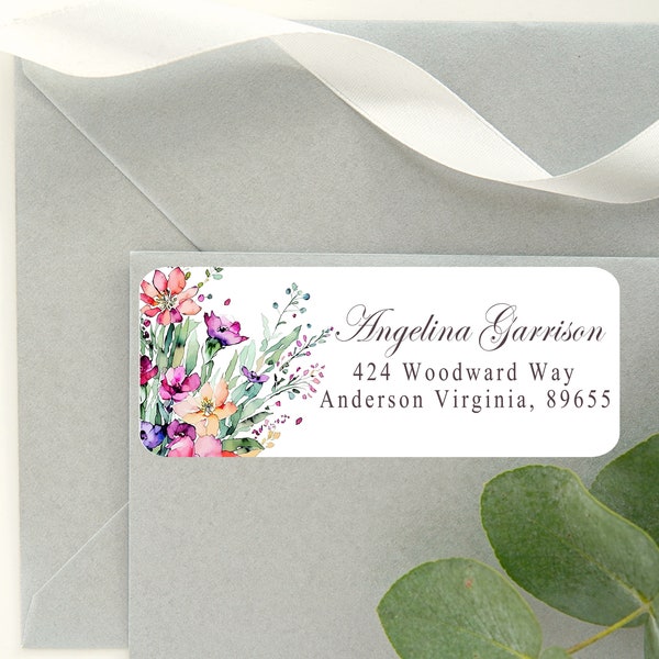 Spring Wildflowers Address Labels/Address Labels/Envelope Seals/Return Address Labels/Envelope Stickers/Return Address Stickers/Item # 588