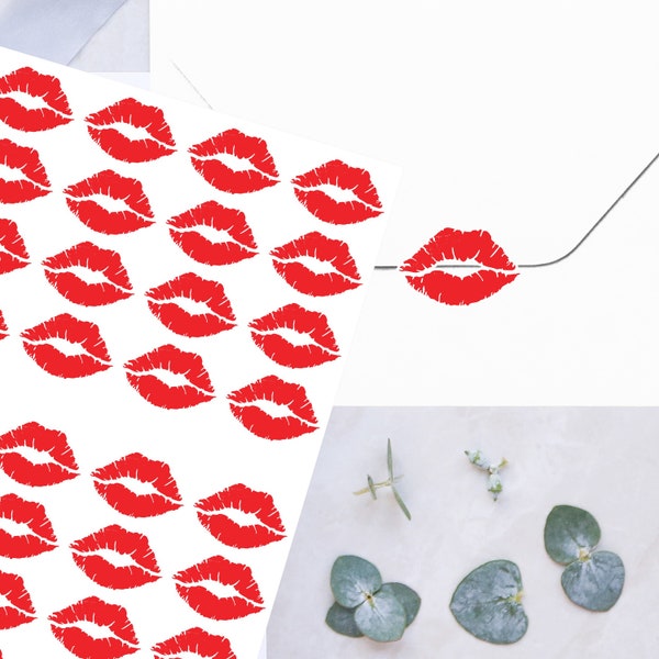 Classic Red Kiss Lips Envelope Stickers /Envelope Labels/Envelope Stickers/Kiss Lips Stickers/Gift Bags/Invitations/Lip Stickers/Item # 977