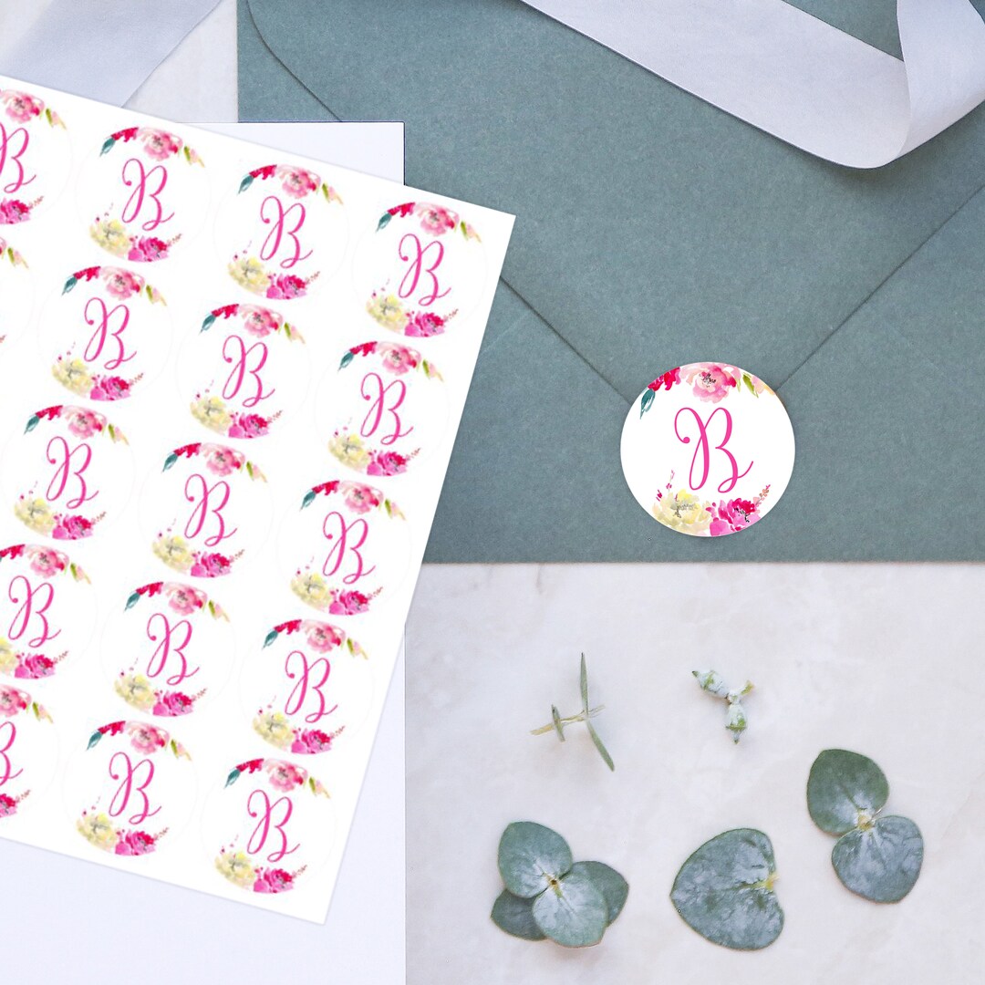 Personalized Envelope Stickers Pink Florals/round Envelope Etsy