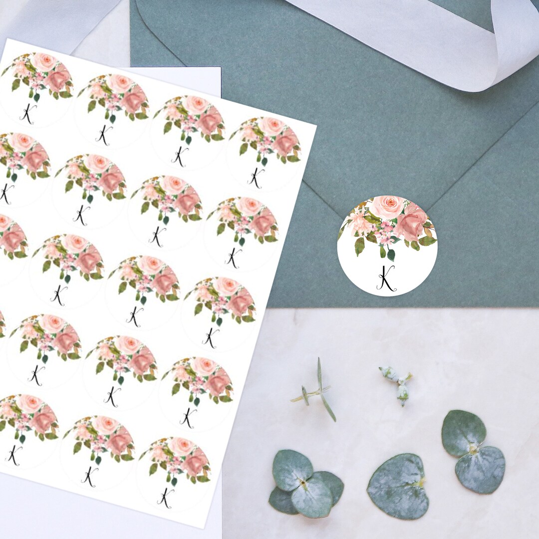Personalized Envelope Stickers Lovely Pink Roses/round Etsy