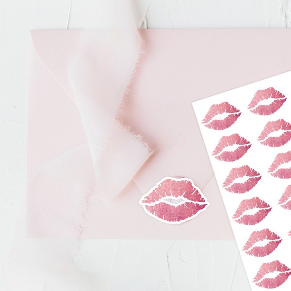 Dark Pink Kiss Lips Envelope Stickers/Envelope Labels/Envelope Stickers/Kiss Lips Stickers/Gift Bags/Invitations/Lip Stickers/Item # 55