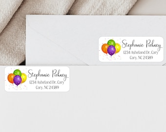 Celebration Balloons Address Labels/Personalized Address Stickers/Return Address Mailing Stickers/Return Address Stickers/Item # 523