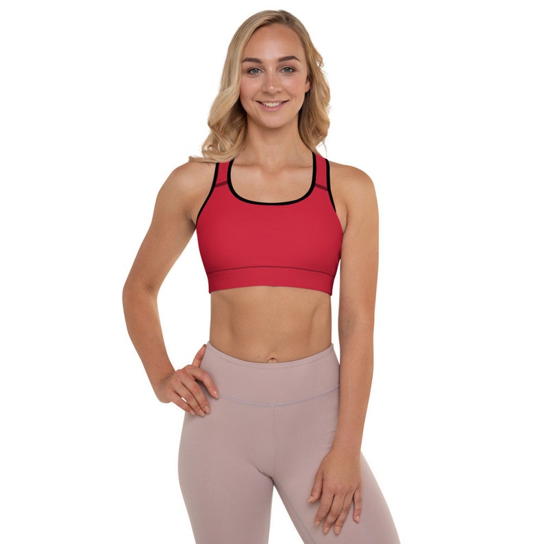 red padded sports bra
