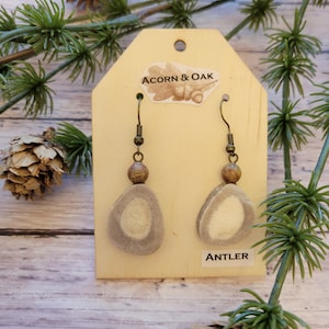 Antler Slice Earrings with Natural Stone Bead: Choctaw Tribal Artist