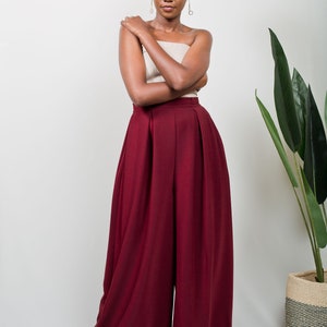 Maroon Tulips Palazzo pants image 2