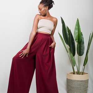 Maroon Tulips Palazzo pants image 3