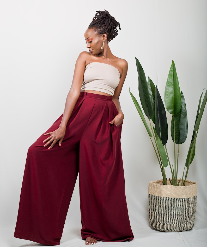 Maroon Tulips Palazzo pants image 3