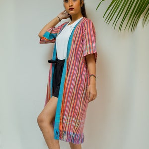 KALEKYE Kikoy Kimono Duster coat Kimono robe Kimono coat beach cover up kikoy cover up image 3