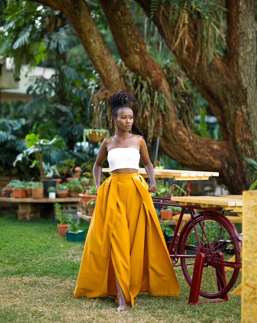 Pantalon Color Outfit Con Palazzo Color Mostaza Palazzo Pantalon