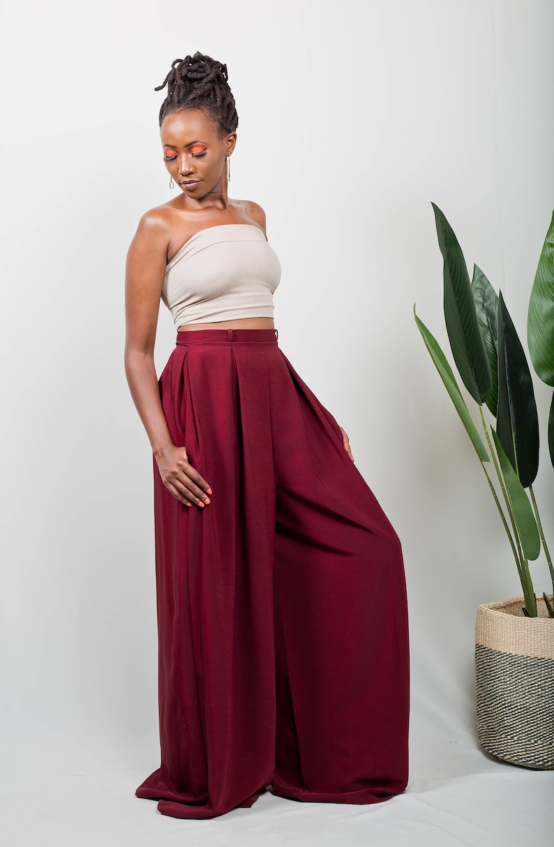 Maroon Tulips Palazzo pants image 4