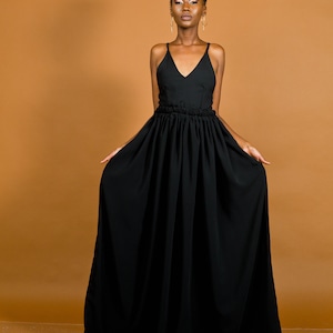 Black Hornet Maxi Dress; maxi dress; criss-cross back