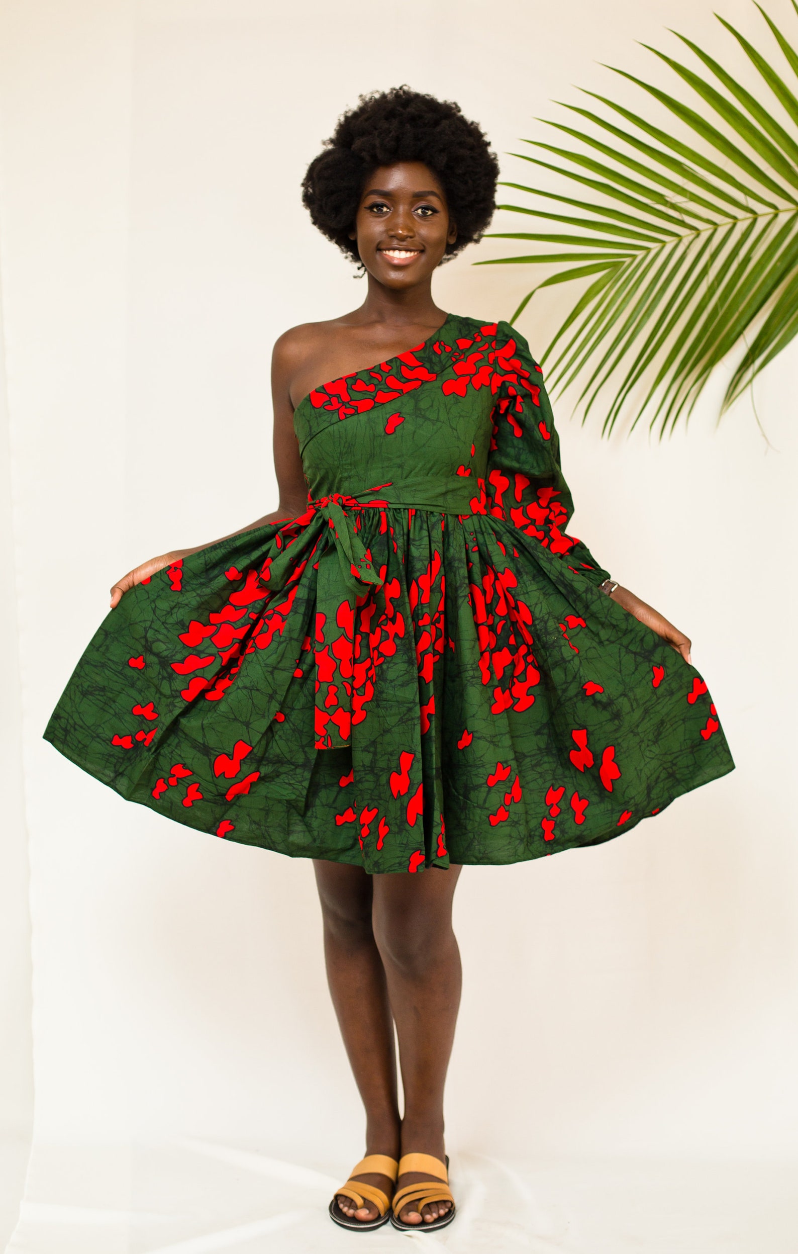 African Print Silverweave Skater Dress - S