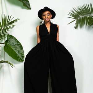 Black Juba wide-legged infinity jumpsuit image 3