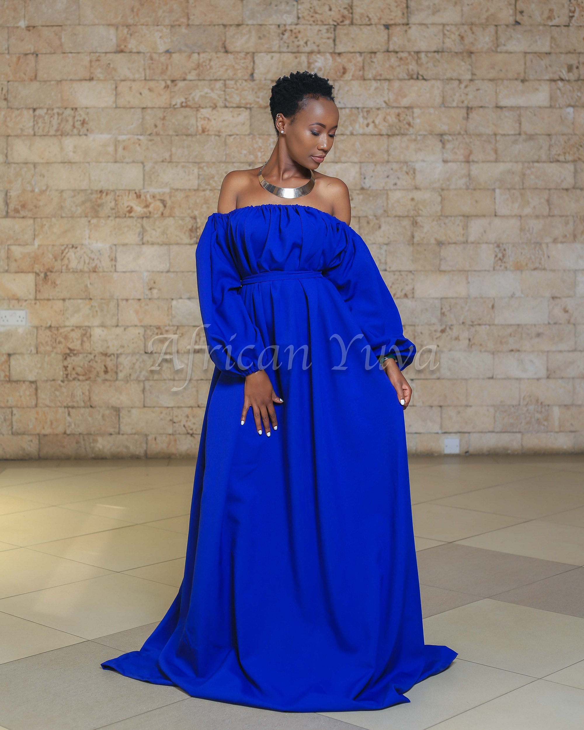 Blue Maxi Offshoulder Dress Wedding ...