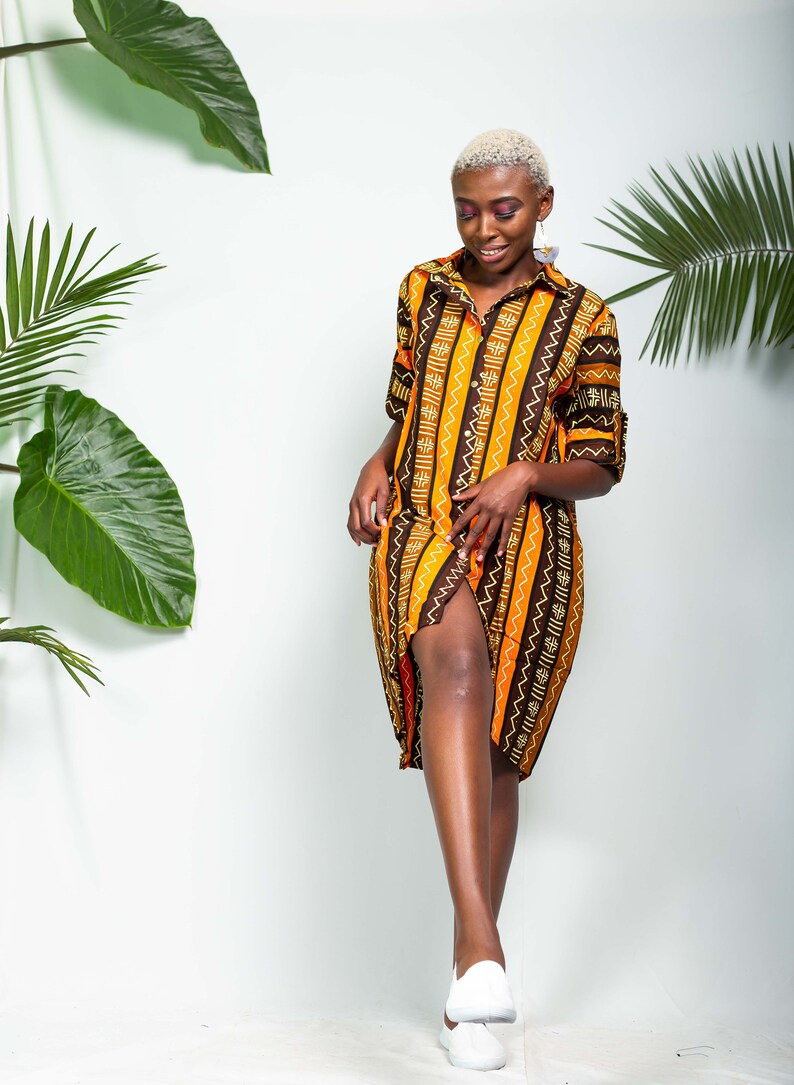 African print MONROVIA Shirt dress Ankara shirt dress Shirt dress Summer Dress African dress African fashion image 5