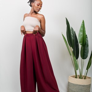Maroon Tulips Palazzo Pants - Etsy