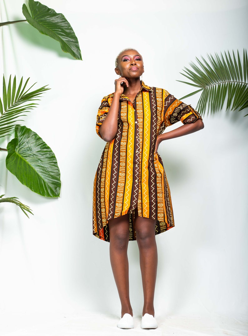 African print MONROVIA Shirt dress Ankara shirt dress Shirt dress Summer Dress African dress African fashion image 3