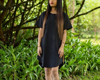 Black Kathure shirt dress; Ankara dress; Short Dress; Spring Dress; Summer Dress; African dress; African fashion