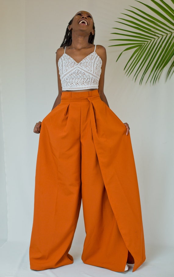 Buy Orange Tailored Mid Rise Wide Leg Trousers from Next USA