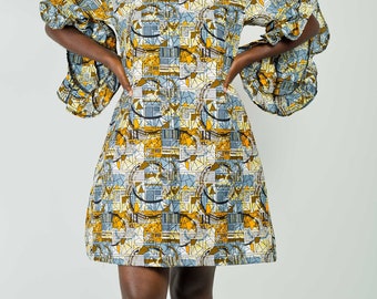 Dragonfly Shift Ankara Dress; knee length dress; ankara dress; african print dress; kitenge dress