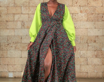 African print ABUYA wrap dress; Ankara dress; Ankara Maxi dress; Maxi Dress; Spring Dress; Summer Dress; African dress; African fashion