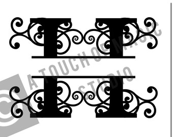 Digital Monogram ~ Letter H Only ~  SVG file