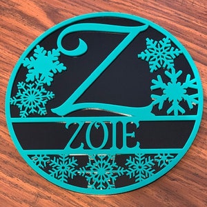 Snowflake Monogram Round Full Alphabet A-Z Digital File, Glowforge Laser Cut File