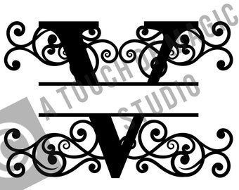 Digital Monogram ~ Letter V Only ~  SVG file