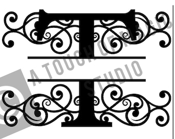 Digital Monogram ~ Letter T Only ~  SVG file