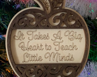 Apple Teacher Gift Holiday Ornament Digital Download Laser Ready