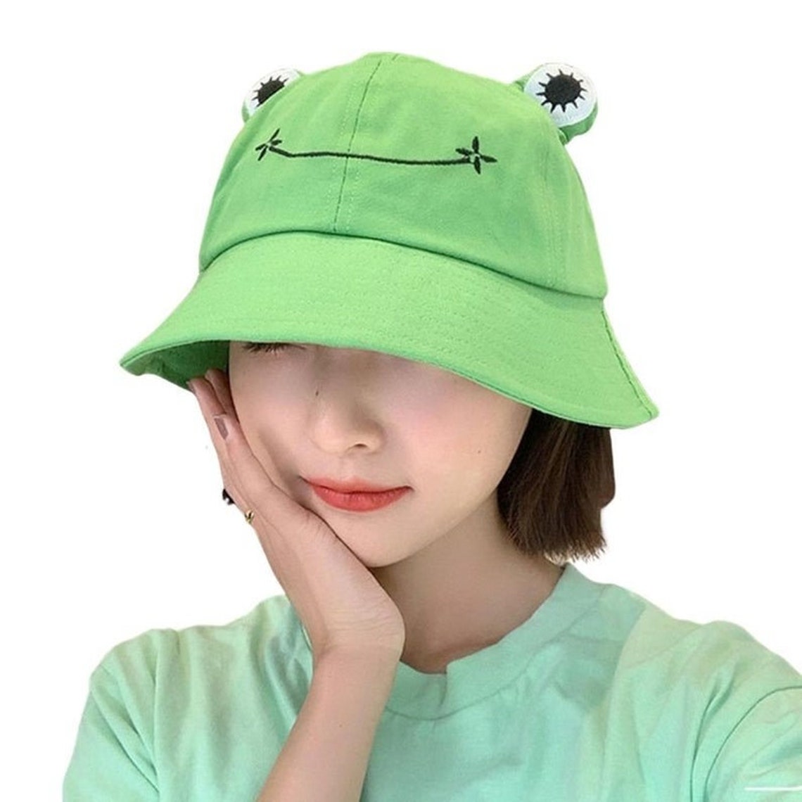 Kawaii Frog Bucket Hat Frog Sun Hat Kawaii Clothing for | Etsy