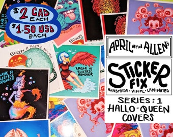 Sticker Fix series 1: Hallo-Queen Covers (Handmade Glossy Vinyl Laminated Waterproof Stickers)