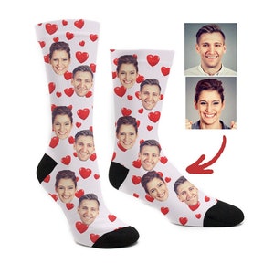 Paar Gesichter Socken - Valentinstag, individuell bedruckte Socken, Bild-Socken, Foto-Geschenk, personalisierte Socken, benutzerdefinierte Foto-Socken