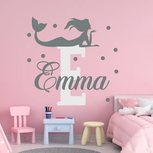 Personalized Mermaid Name Wall Decal: Nautical Nursery Girl Room Vinyl Decor