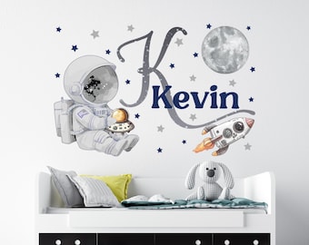 Name Wall Decal - Space Nursery Decor- Rocket Wall Decal - Boy Bedroom ...