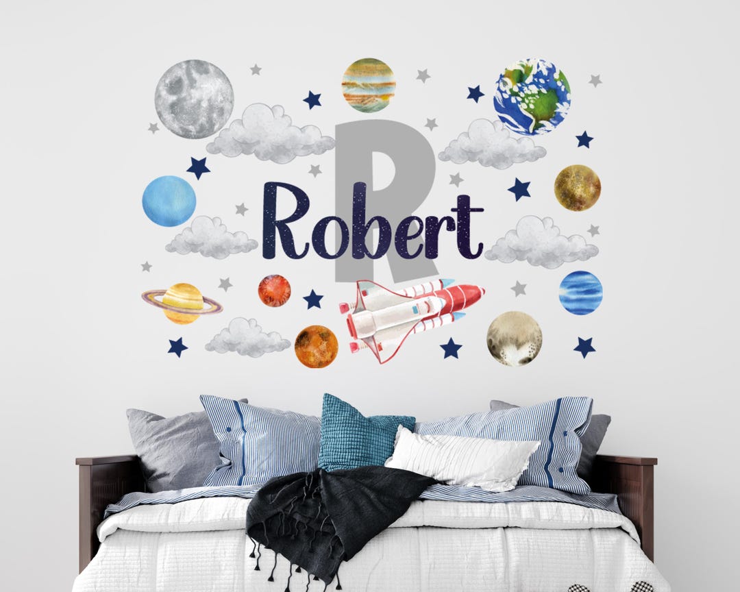 Boy Name Solar System Planet Wall Decal Kids: Space Vinyl Sticker ...