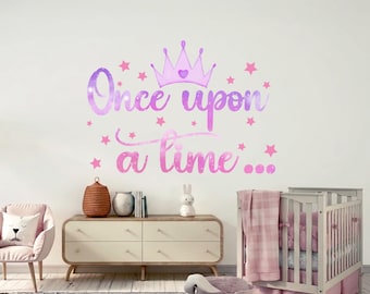 Fairytale Princess Wall Decal Once Upon A Time Storybook Nursery Vinyl Sticker Girl Decor