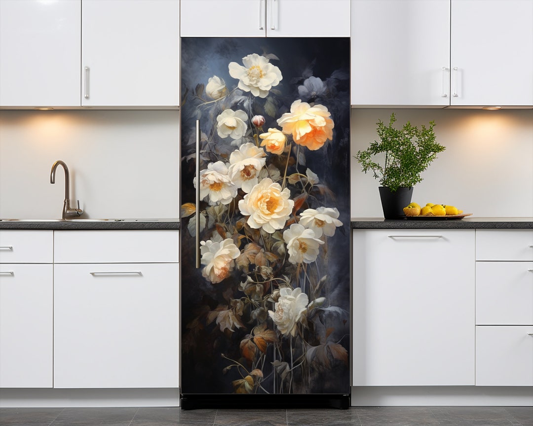 Floral Theme Fridge Vinyl Decal Watercolor Gentle Flowers Etsy