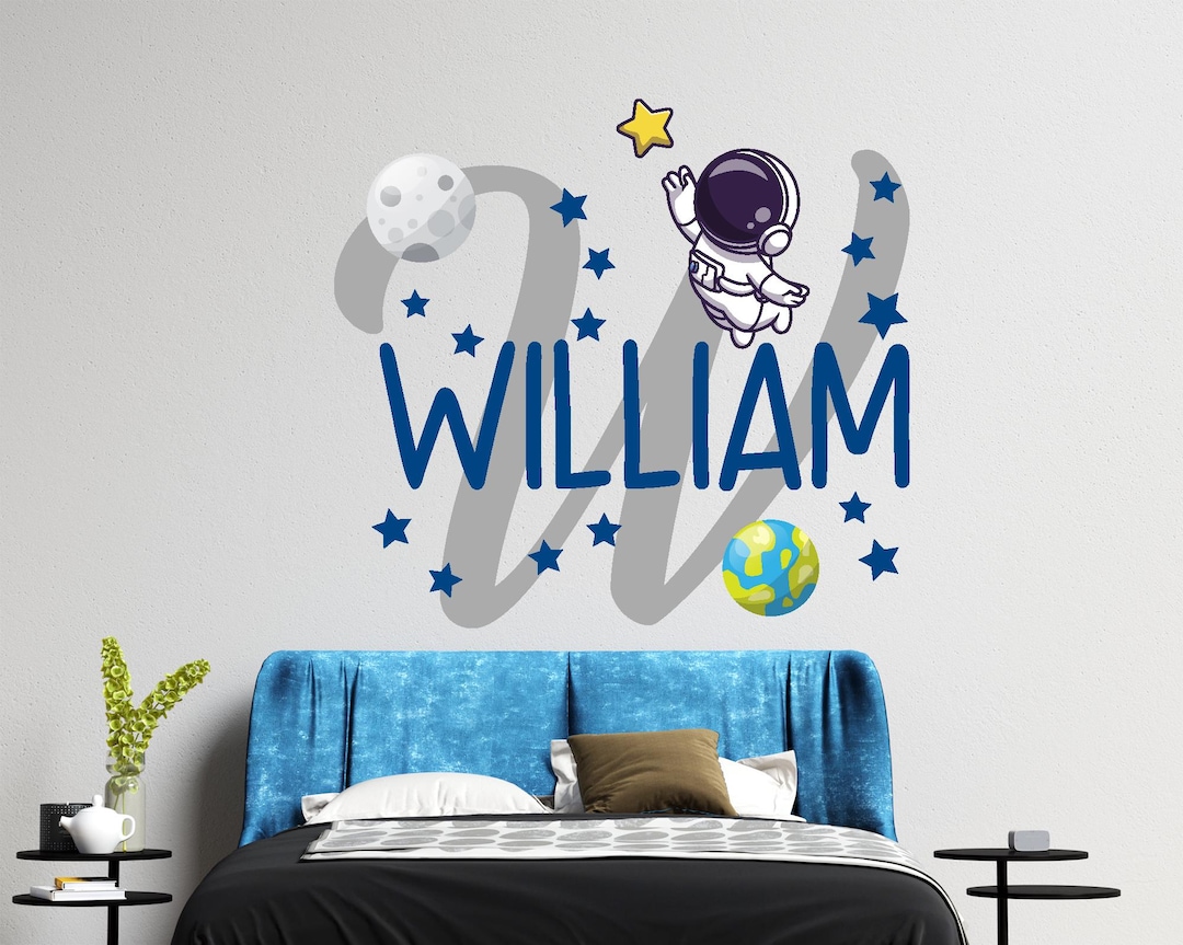 Astronaut Custom Boy Name Wall Decal: Space Vinyl Sticker Nursery Decor ...