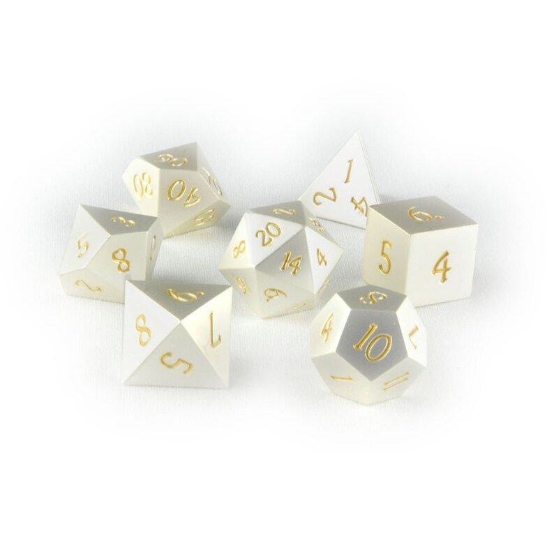 Noble Platinum Silver and Gold Metal Dice Set Polyhedral Dice Etsy
