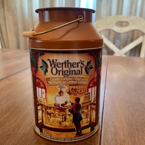 Werther&#39;s Original kerstsnoepblik – vintage melkbus stijl verzamelobject (250 g) – kerstcollectie verzamelobject