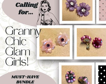 Vintage: Granny Chic Glam Clip-On Earrings – Vintage-Inspired BUNDLE of 4 Pairs | Retro Statement Jewelry Set