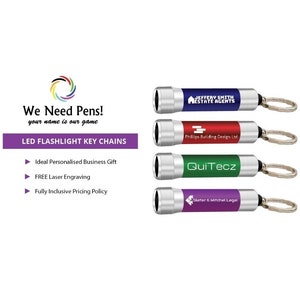 Wait! Cheapest on Etsy 10/20/30/40/50/100 Personalised LED Flashlight Keychains Keyrings for BUSINESS or CHARITY